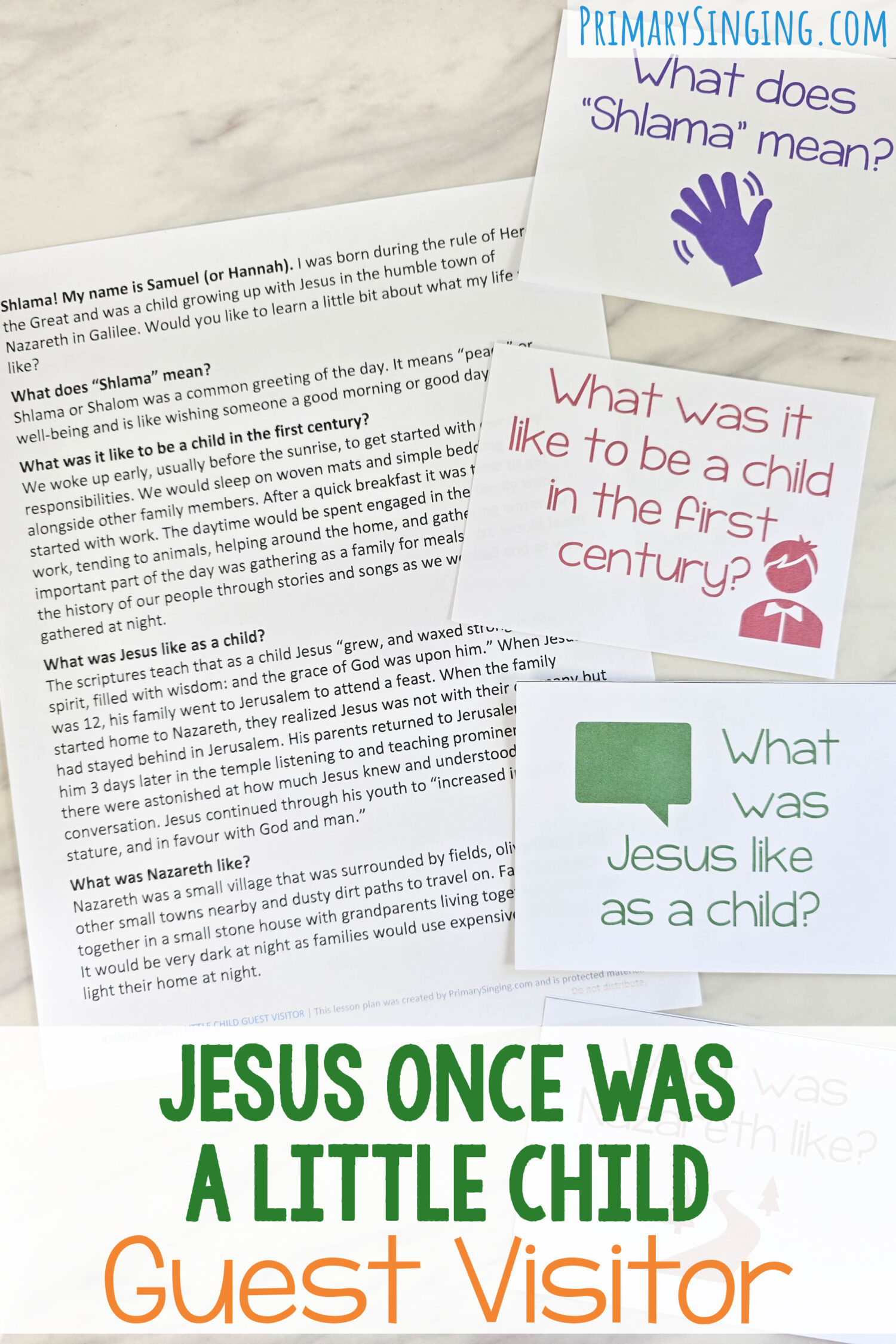 Jesus Once Was a Little Child Guest Visitor - Invite a visitor from the 1st Century BC to come into your Primary Room and answer questions about what it would have been like to live in Nazareth during the time of Jesus! An engaging way to learn about Jesus' life while you teach this LDS Primary song. With printable song helps for Primary music leaders!