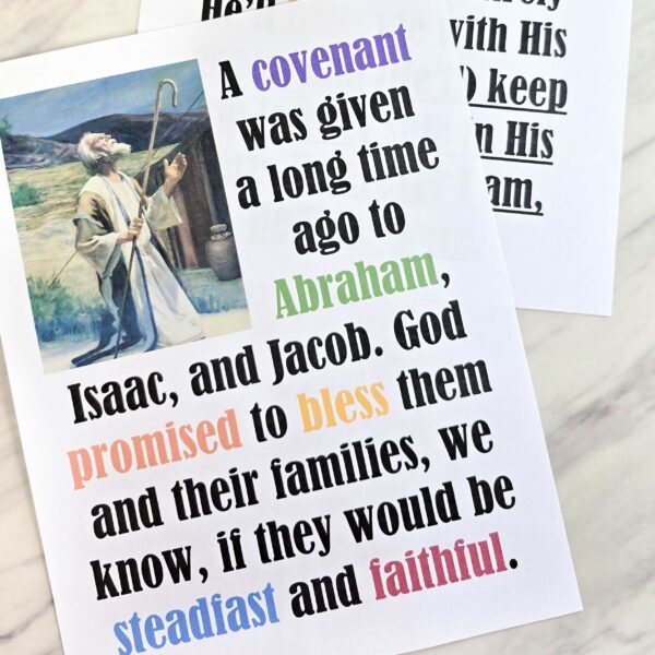 The Covenant Flip Chart 1 The Covenant Flip Chart printable song helps for LDS Primary Music leaders teaching this lovely song by Shawna Edwards! PDF flipchart visual aids with lyrics chart!