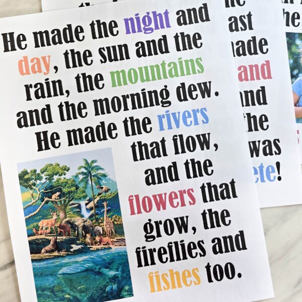 The Creation Flip Chart 2 The Creation Flip Chart printable song helps for LDS Primary Music leaders teaching this lovely song by Shawna Edwards! PDF flipchart visual aids with lyrics chart!