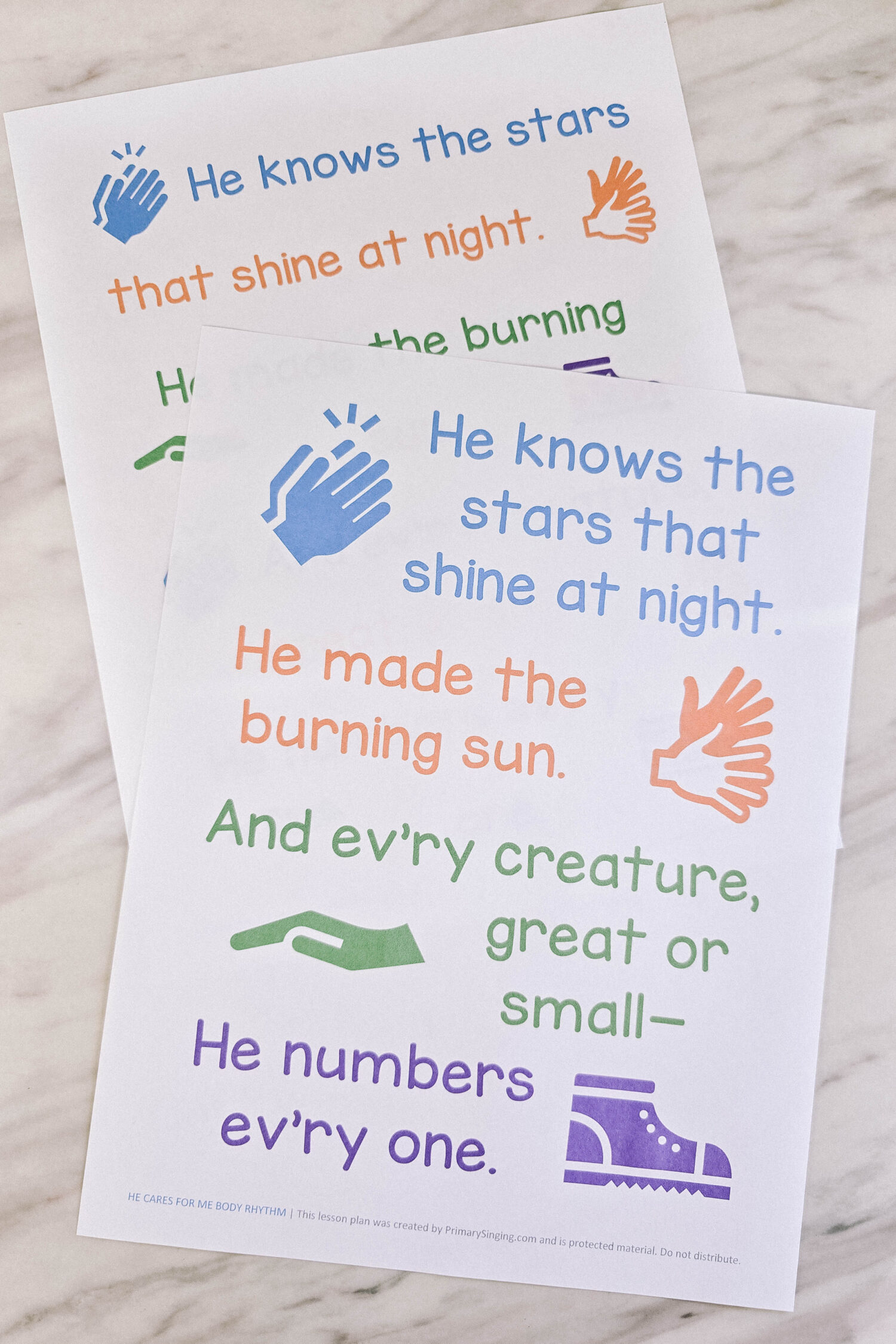 He Cares for Me Body Rhythm 4 He Cares for Me Body Rhythm - Use this fun repeating pattern that's easy to learn with an increased challenge each time you sing through the song for lots of repetition and fun! Printable song helps for LDS Primary music leaders.
