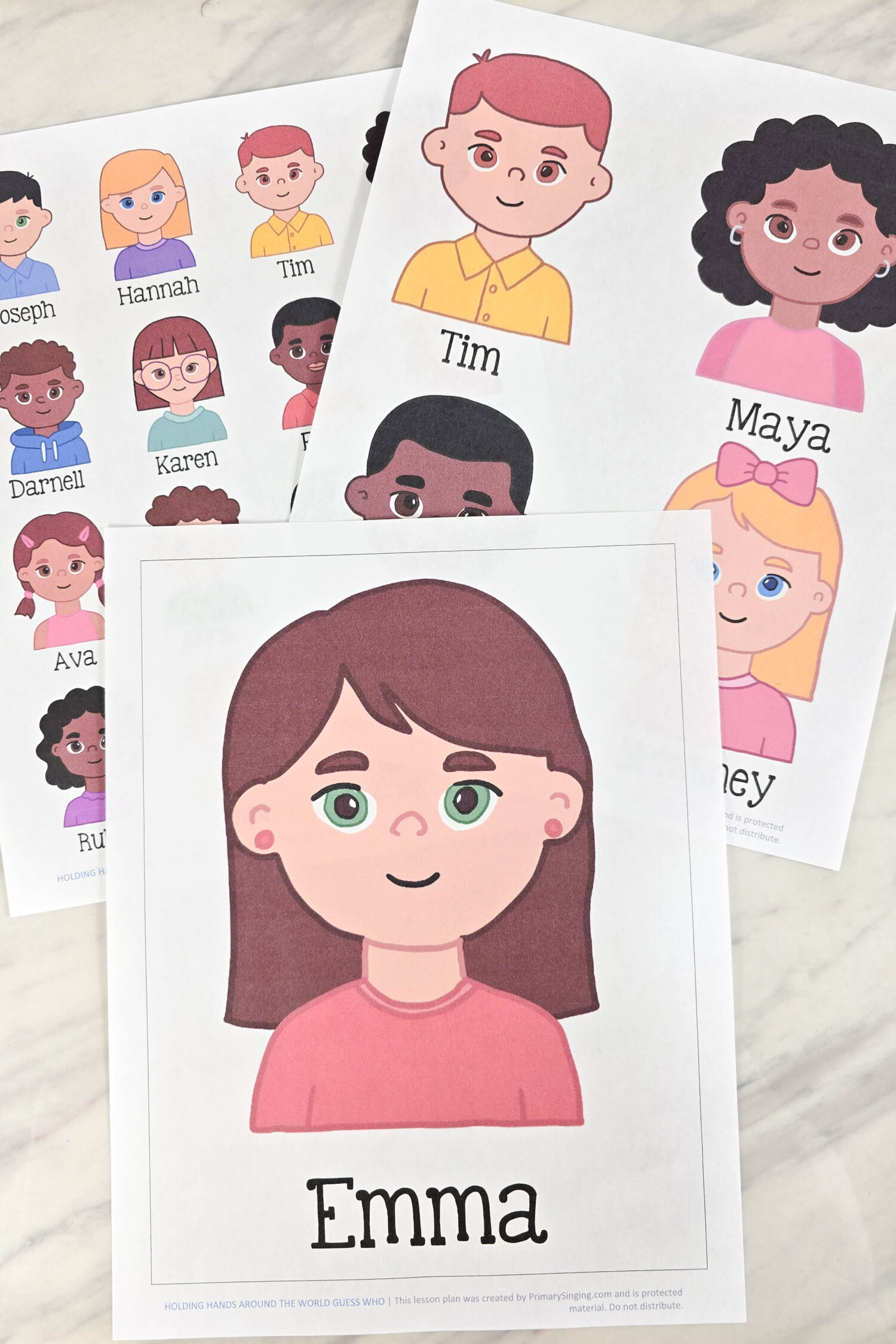 Holding Hands Around the World Guess Who Game 4 Holding Hands Around the World Guess Who Game - Use this fun singing time activity to decode which of these Primary children are joining you singing with the clues! Printable game for LDS primary music leaders.
