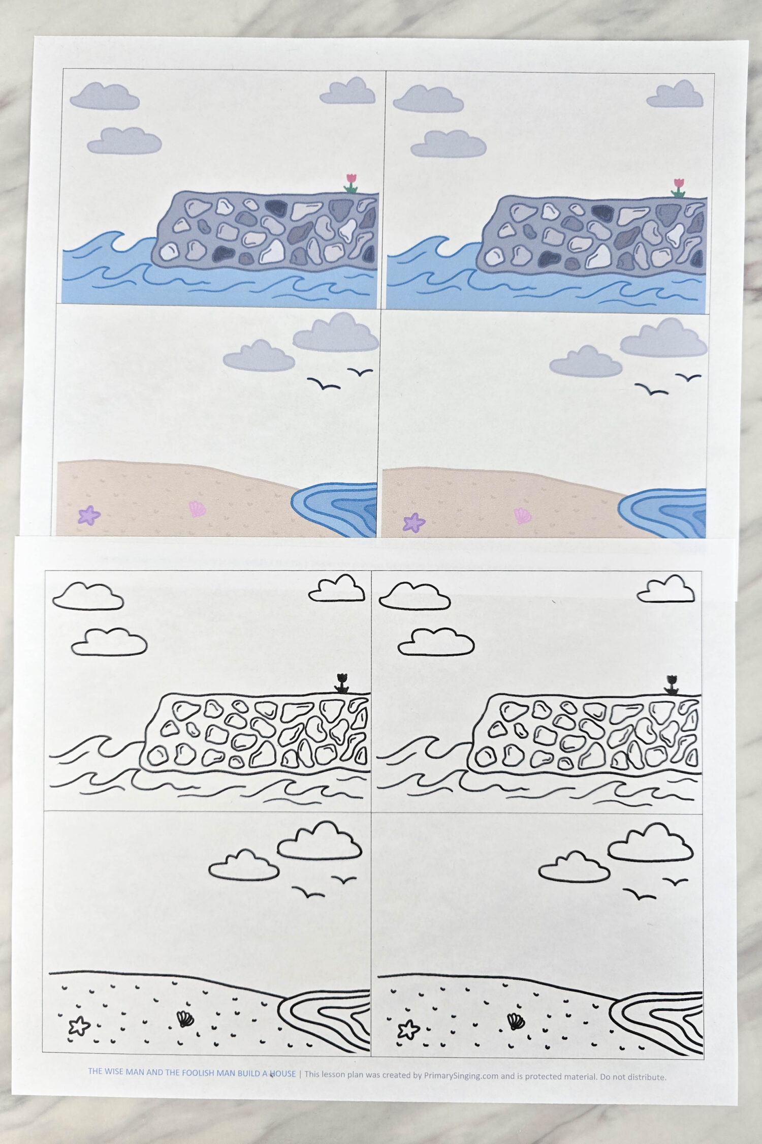 The Wise Man and the Foolish Man Build a House 6 The Wise Man and the Foolish Man Build a House singing time idea! Draw two houses, and see what happens with the rain appears! Plus additional ways to build and test your house and foundations. Fun singing time idea with printable lesson plan for LDS Primary music leaders.