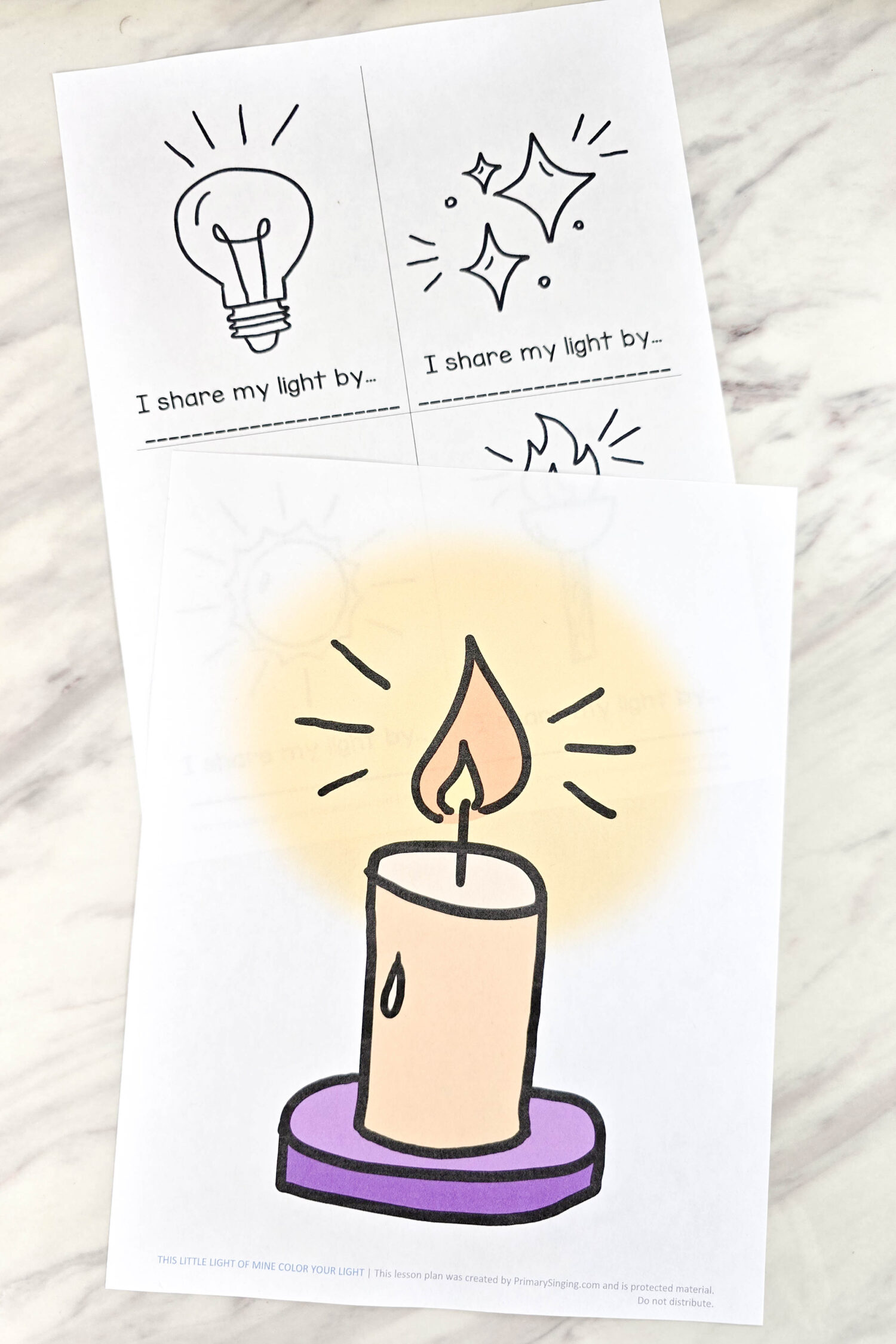This Little Light of Mine Color Your Light 5 This Little Light of Mine Color Your Light Singing Time Idea - Draw how you will share your light as you learn this song! Plus, fun sources of light to introduce as you sing. Printable song helps for LDS Primary music leaders.