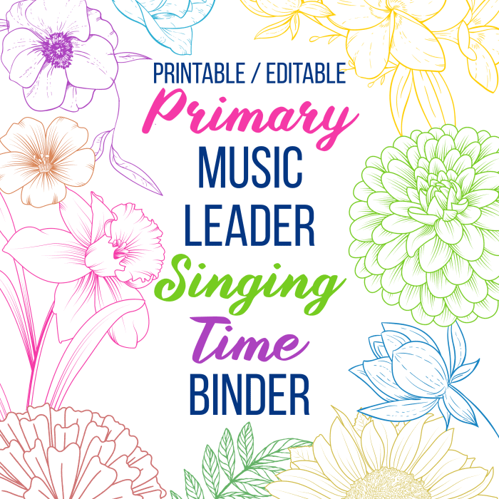 Shop: Primary Singing Time Binder Planner Singing time ideas for Primary Music Leaders Singing Time Binder Cover